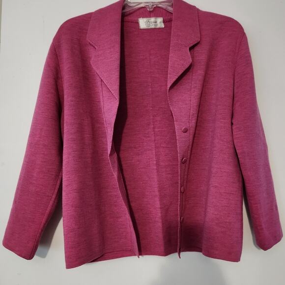 Framo 100% Wool Italian Pink Jacket Sweater Cardigan Shirt Buttons Size Medium - Picture 3 of 5